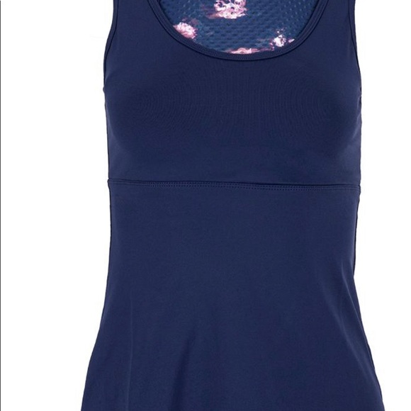 Lija Women's Racer Tennis Tank in Mystic Navy/Flowers size XL - Picture 1 of 6